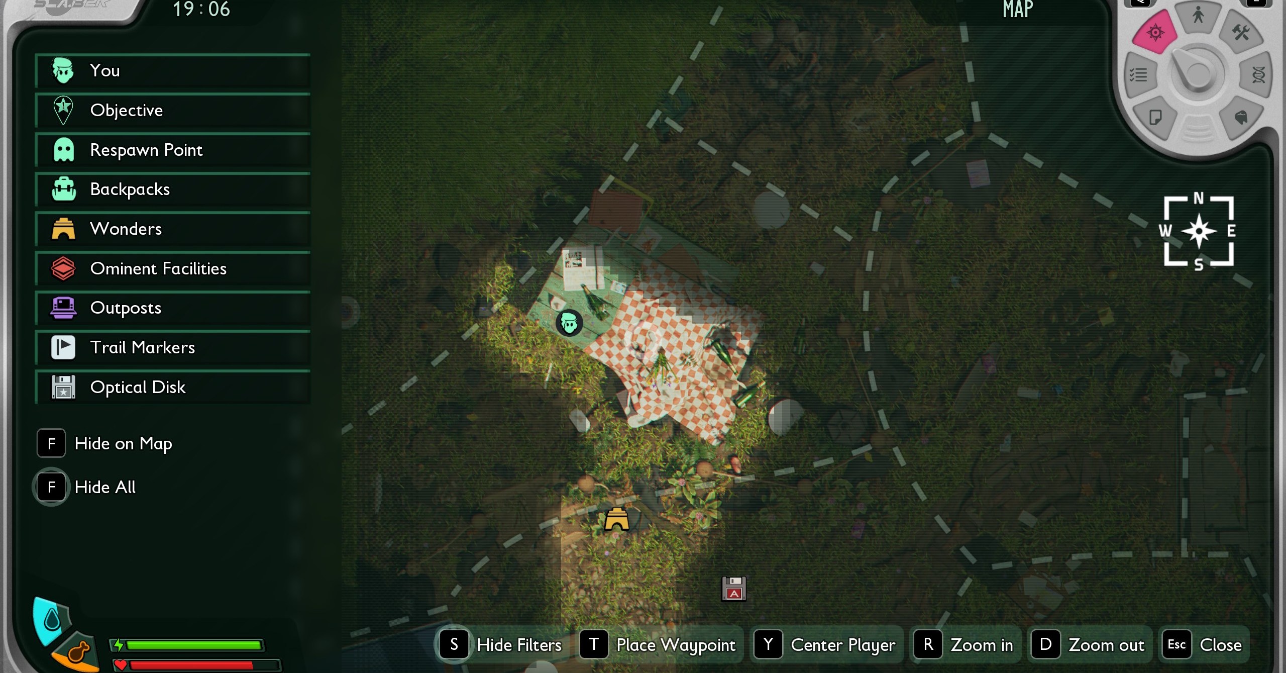 Uma odiagem de mapa mostrando a mesa de piquenique em aterramento 2 Uma odiagem de mapa mostrando a mesa de piquenique em aterramento 2