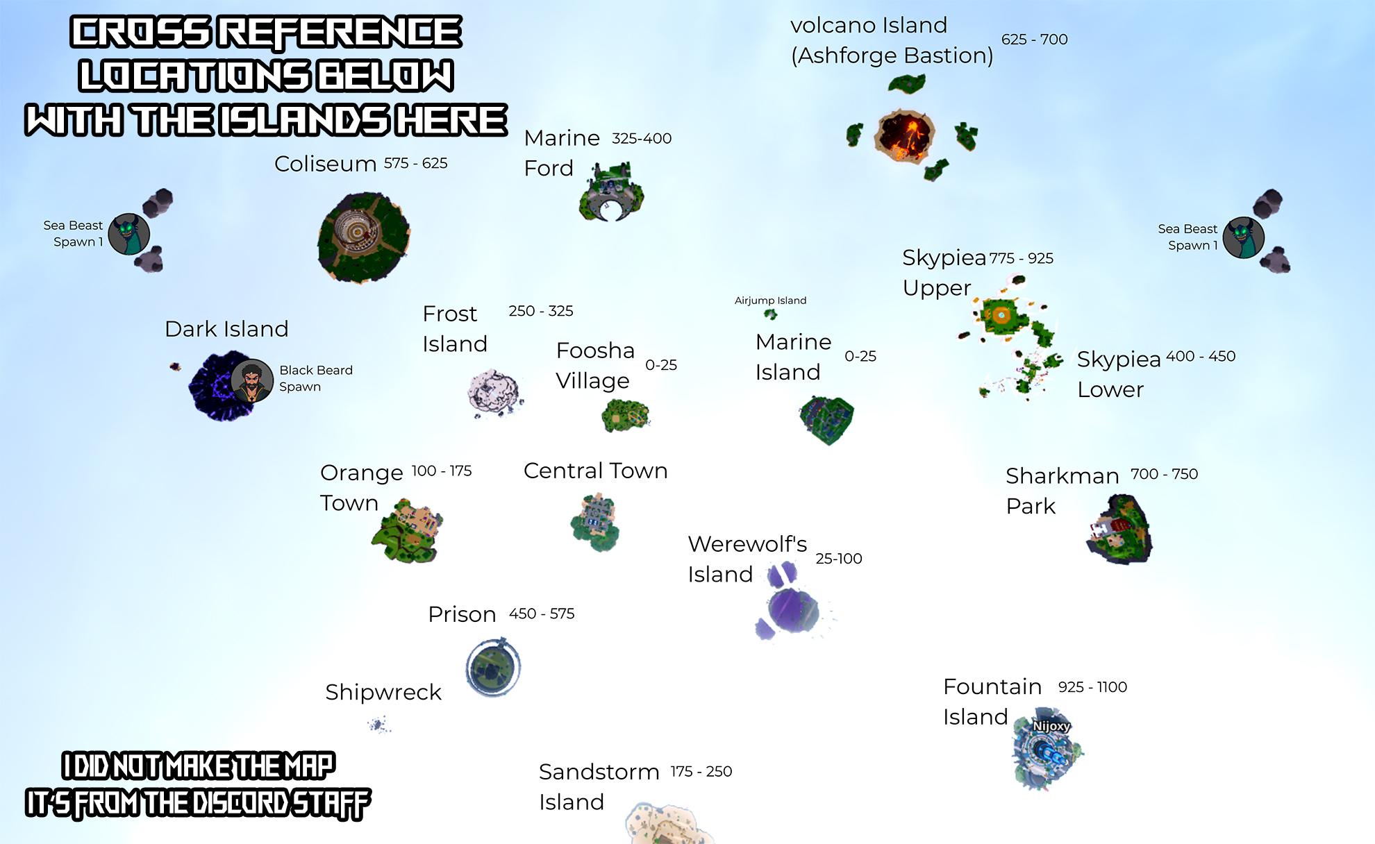 Locais de Vox Seas Island para todas as armas e espadas