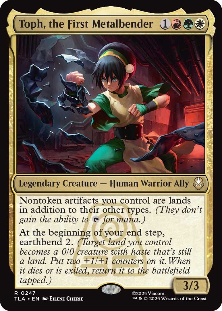 Toph dobra o metal em uma mágica: o cartão de coleta