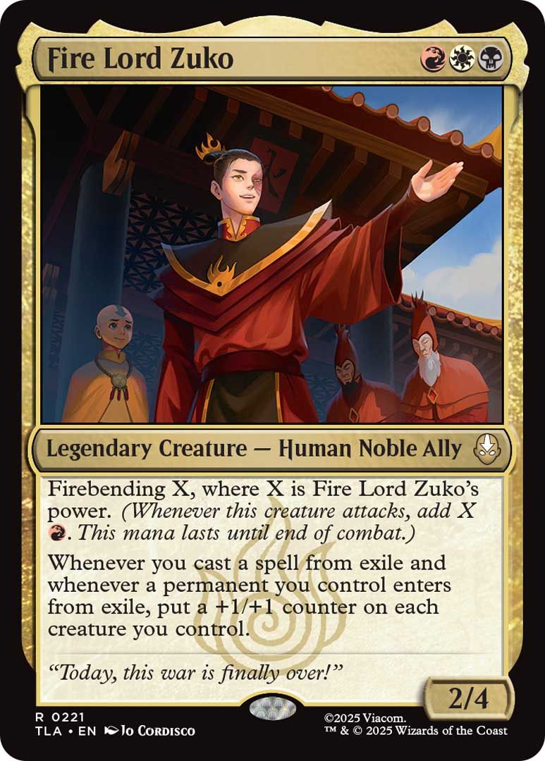 Cartão de Lord Zuko do MTG Avatar: The Last Airbender Set
