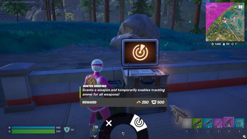 Olhando para o briefing de Hunter Shadow em Fortnite