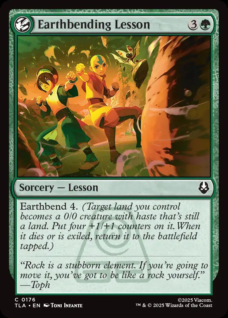 The Magic: The Gathering Card do Avatar: The Last Airbender Set "Lição de terra de terra"