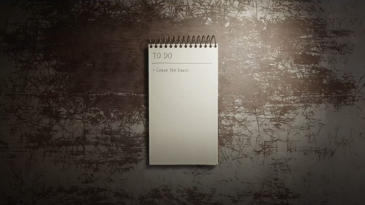 A lista de tarefas na colheita de sombras com tarefa "sair de casa" Escrito na página