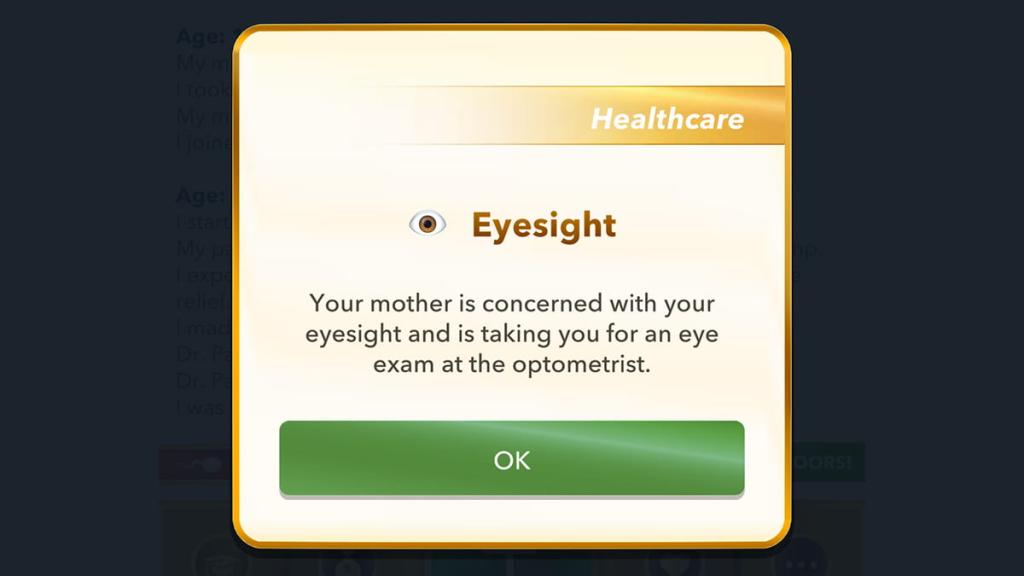 Exame oftalmológico BitLife