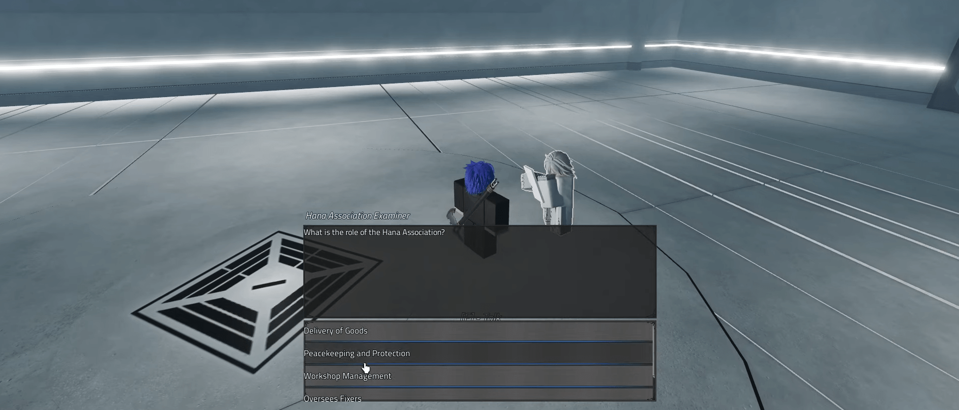 Um jogador que faz o exame da 9ª série na experiência arquivada do Roblox.