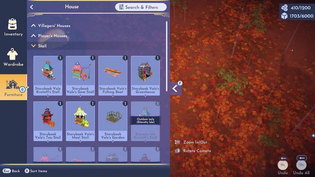 Barracas que podem ser colocadas no Disney Dreamlight Valley