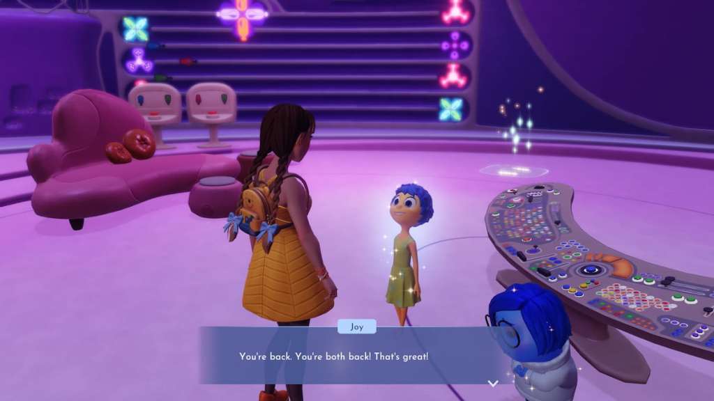 Conversando com a alegria e a tristeza no Disney Dreamlight Valley