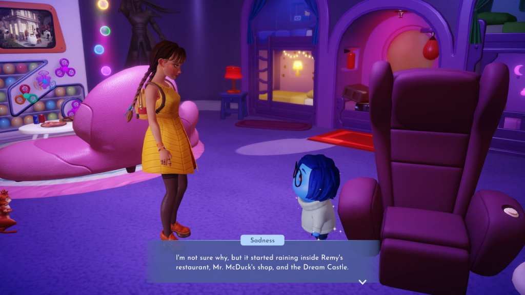 Conversando com a tristeza no Disney Dreamlight Valley