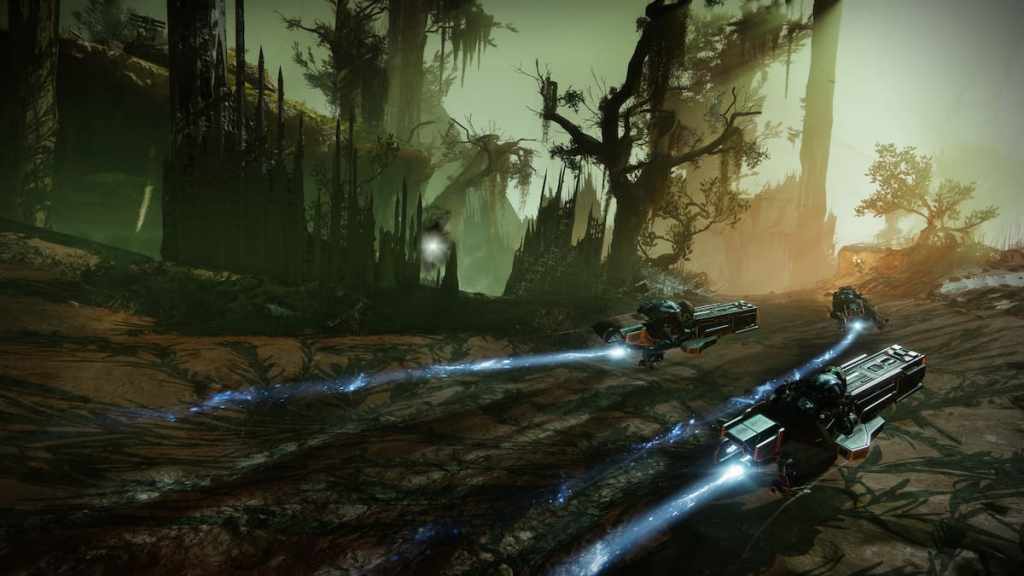 Os guardiões correm em seus pardais no mundo do trono de Savathûn em Destiny 2.