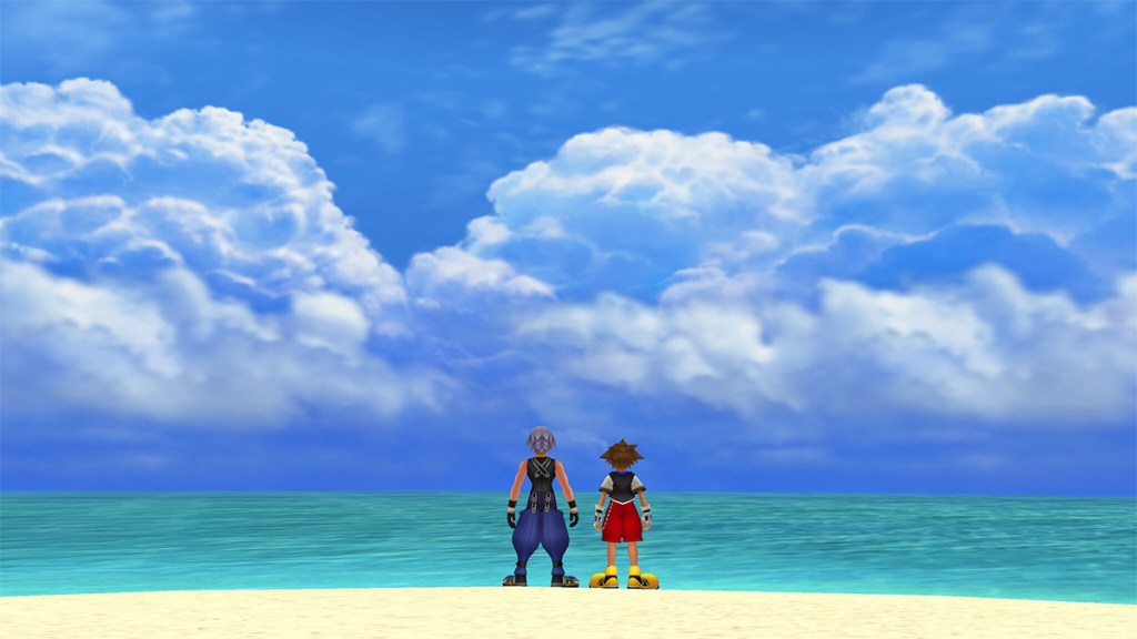 Sora e Riku na praia