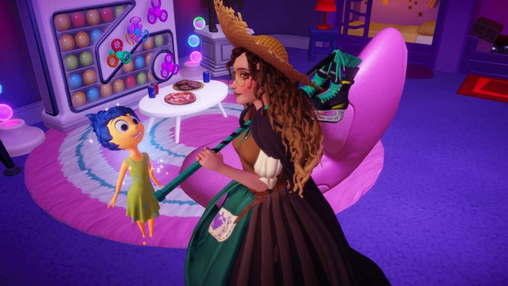 Segurando um bastão de hóquei no Disney Dreamlight Valley