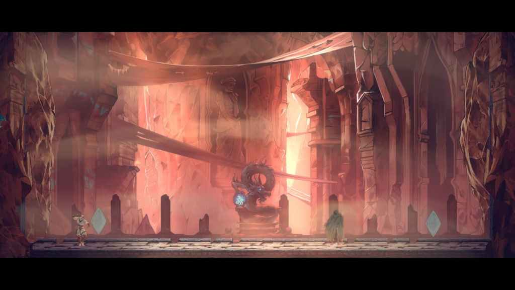 Joe Musashi e The Beastmaster se enfrentam em um templo em Shinobi: Arte da Vingança.
