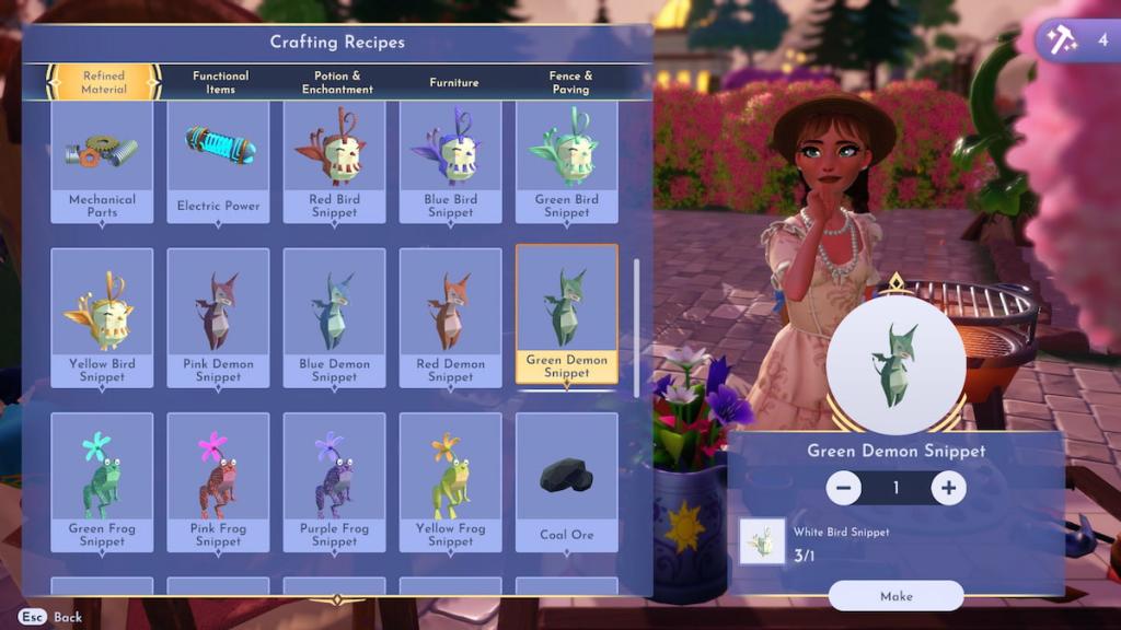 Crafting Snippet em Disney Dreamlight Valley