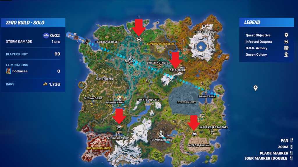 Locais de Hammerhead Choppa em Fortnite