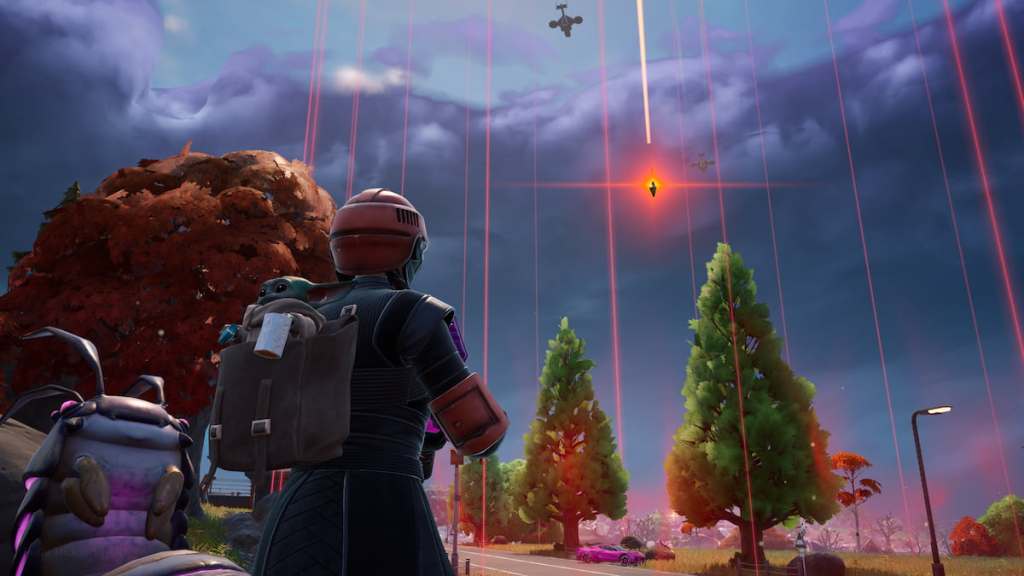 Lasers lançando explosivos do céu em Fortnite