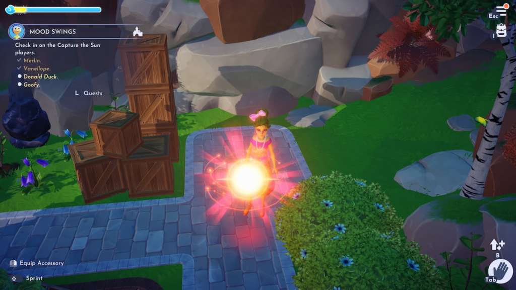 Pegando o telefone de Riley e está se tornando uma esfera brilhante no Disney Dreamlight Valley