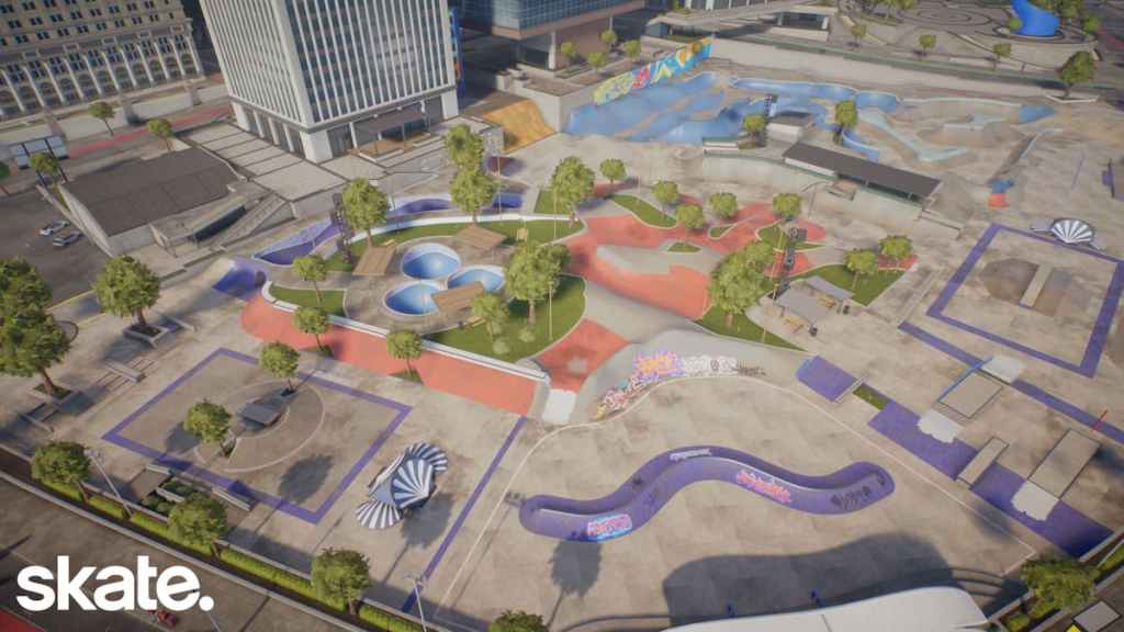 Um parque de skate em skate.