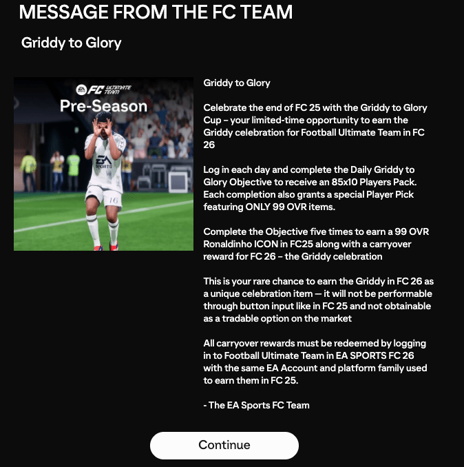 Recompensas Objetivas Oficiais da Glory Tup Cup no EA FC 25