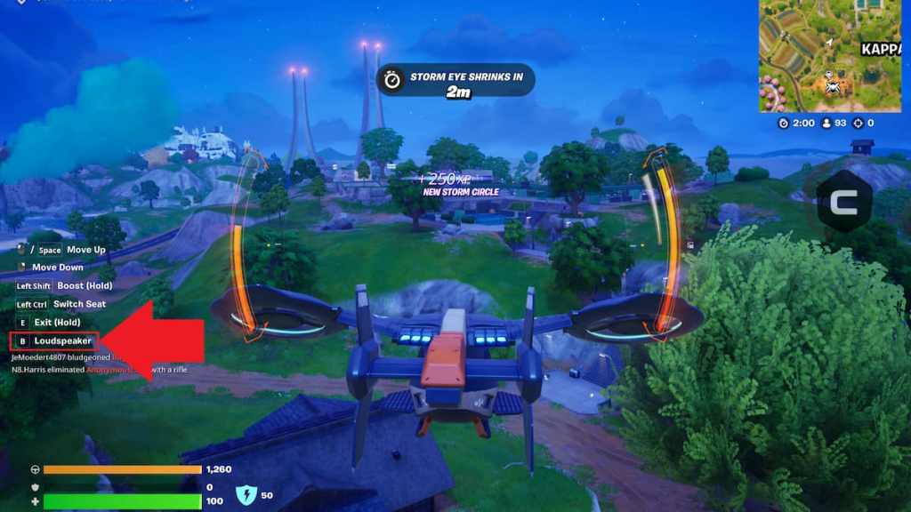Hammerhead Choppa Loudspeaker marcado em Fortnite