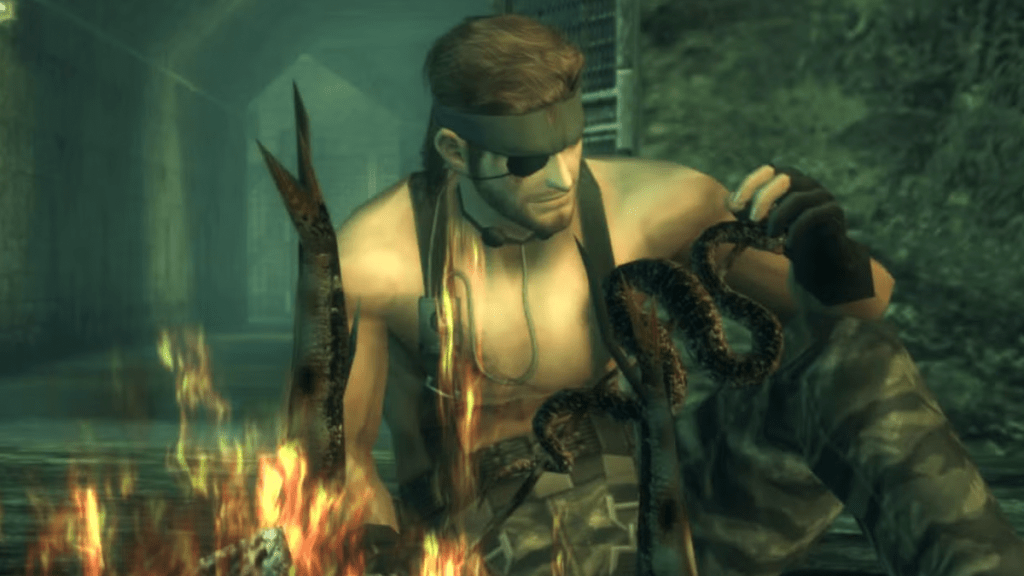 Cobra comendo uma cobra no MGS3