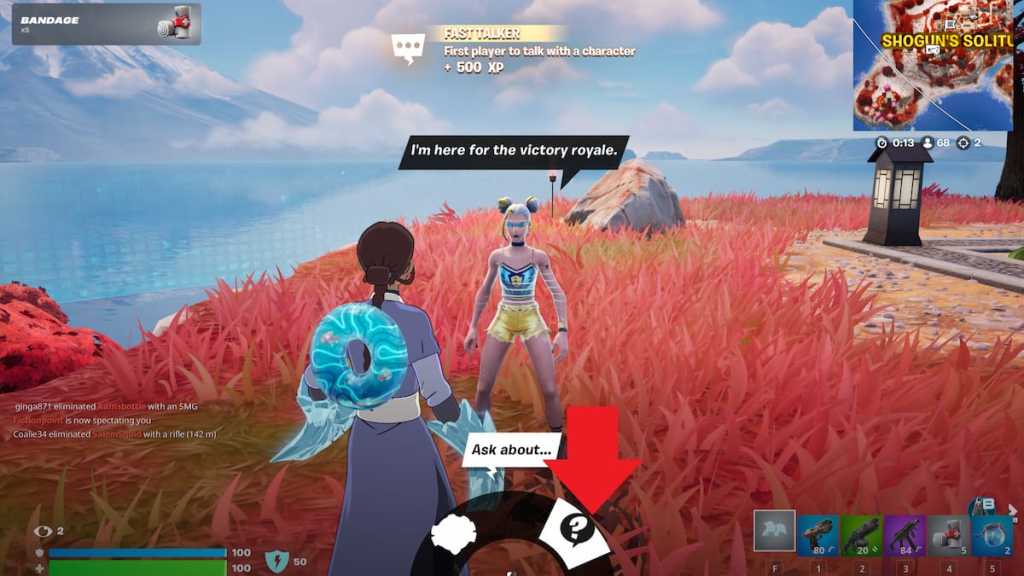 conversando com o campeonato Surf Witch em Fortnite