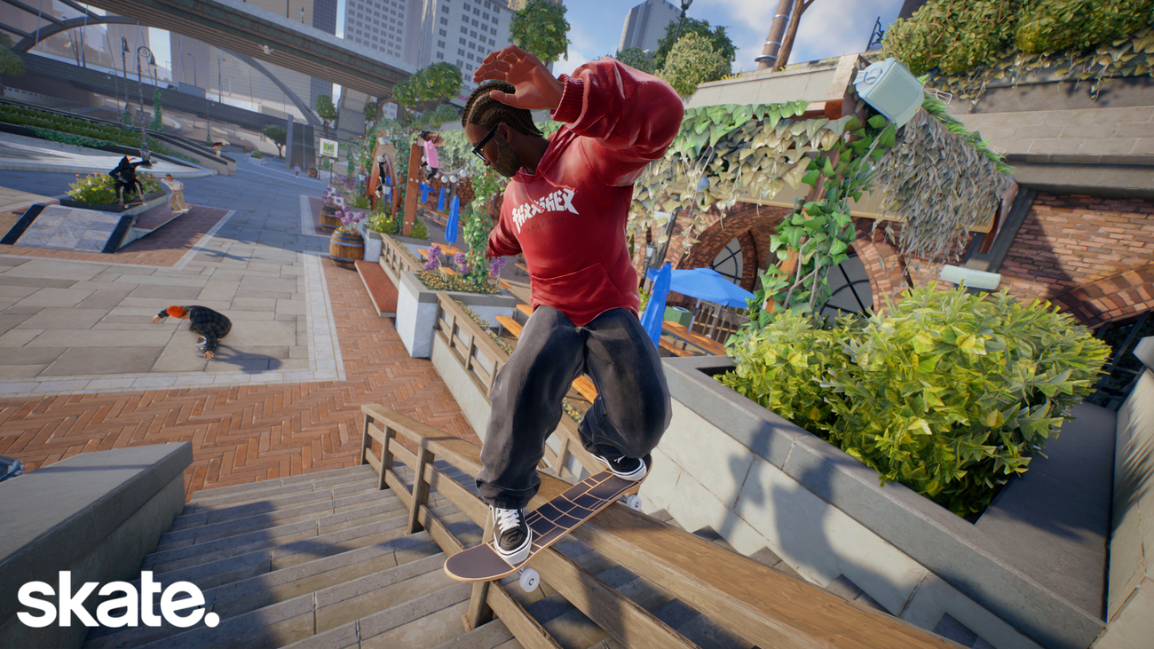 Um skatista realiza um backlipslide no skate.