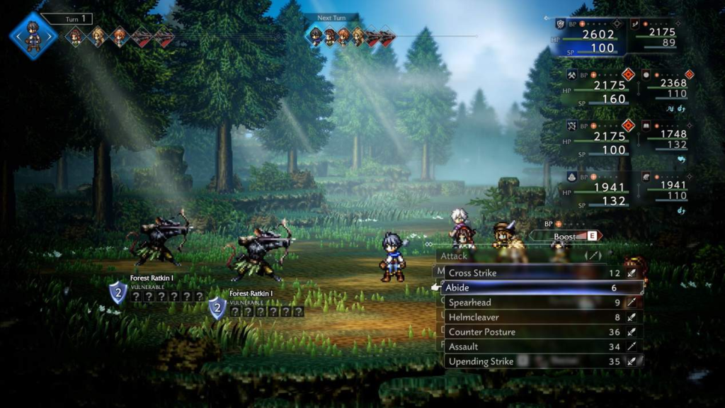 Uma luta no viajante de Octopath 0