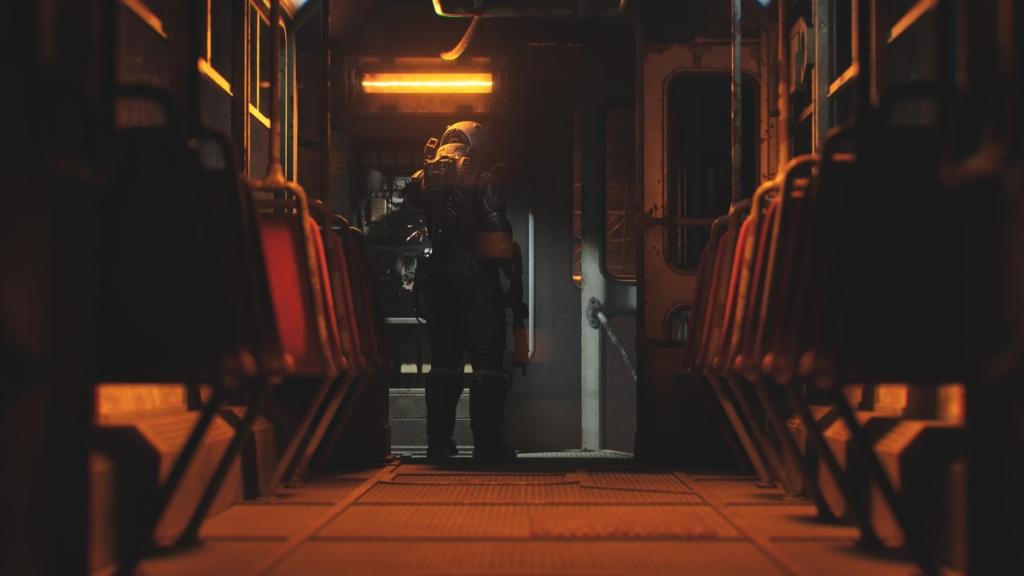 Uma foto baixa da parte de trás do viajante controlando os controles de bonde