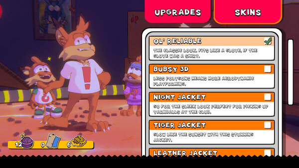 Bubsy na tela de roupas em Bubsy 4D