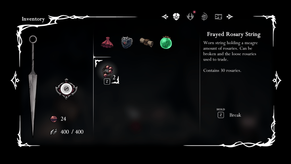 Uma corda de rosário em Hollow Knight Silksong
