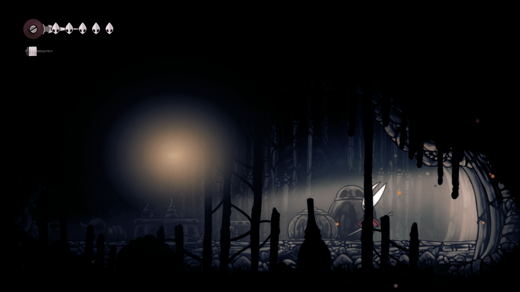 A sala onde você pode encontrar o pingente de fragmento em Hollow Knight Silkong