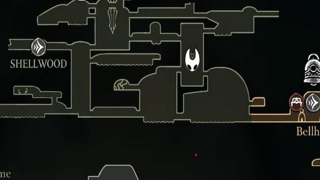 Localização de bancada em Shellwood em Hollow Knight Silksong