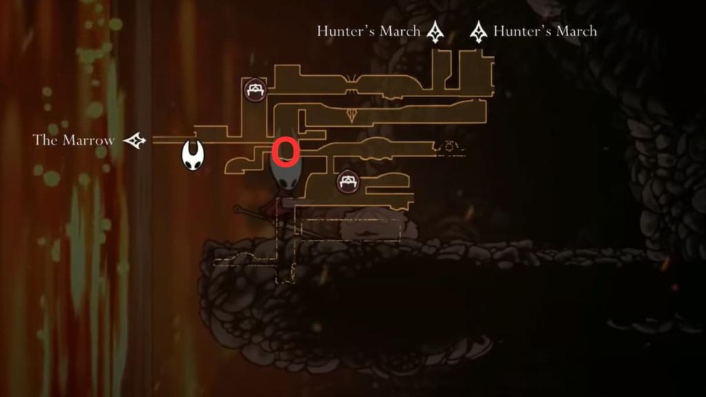 Localização de Shakra em docas profundas em Hollow Knight Silksong