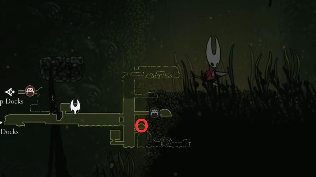Localização de Shakra em campos mais distantes em Hollow Knight Silksong