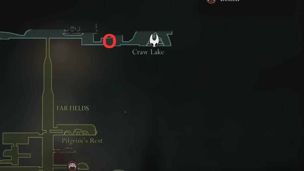 Localização de Shakra em Greymoor em Hollow Knight Silksong