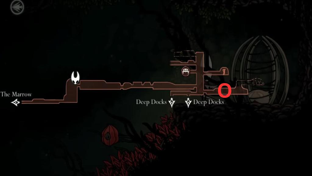 Localização de Shakra na Marcha de Hunter em Hollow Knight Silksong