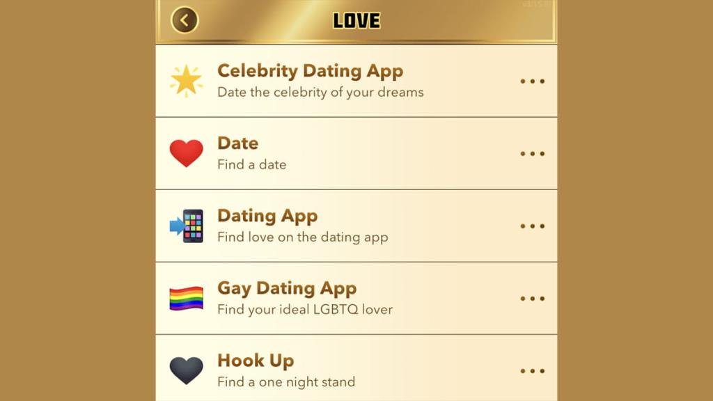 Opção Bitlife Hook Up no menu de amor