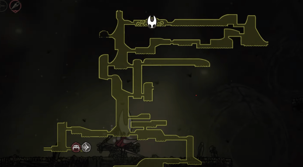 Localização de bancada em Bilewater em Hollow Knight Silksong
