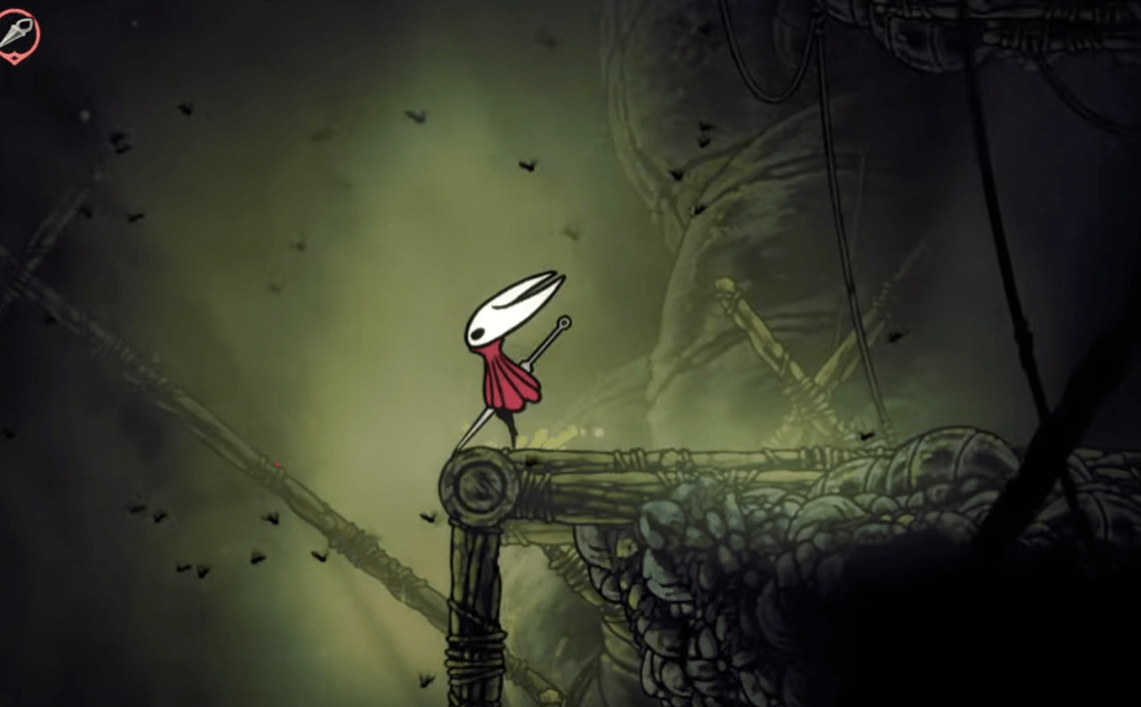 Hornet em água da bile em Hollow Knight Silksong