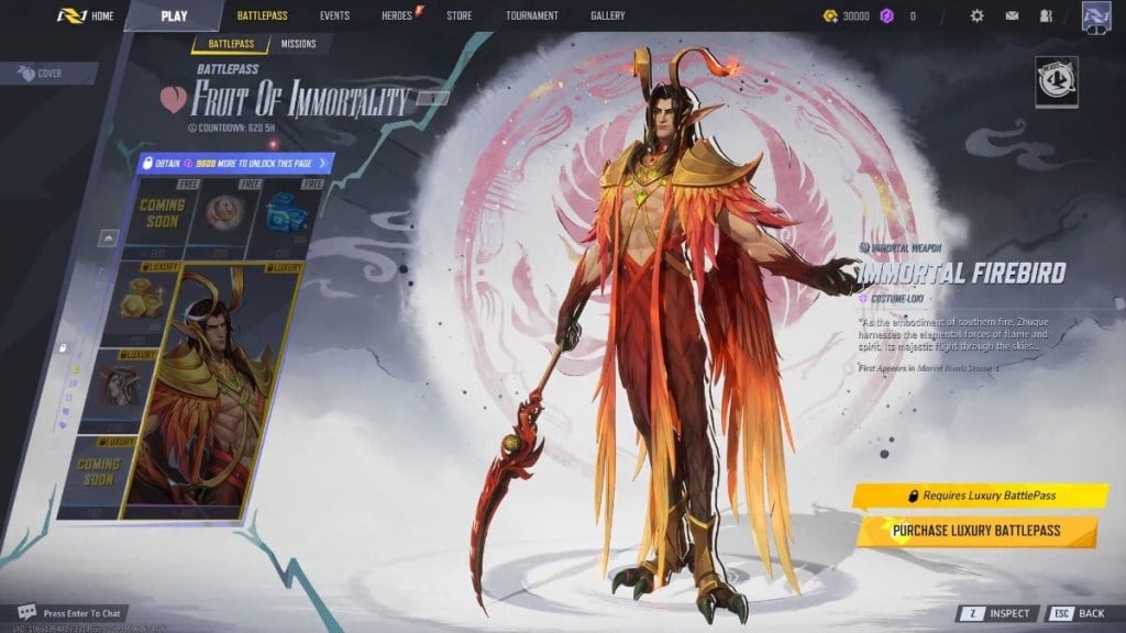 Traje imortal de Firebird de Loki em rivais da Marvel
