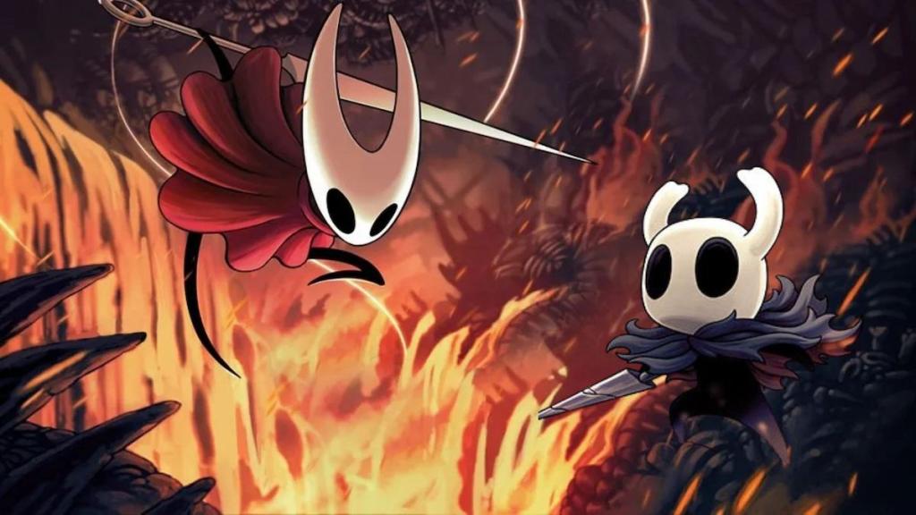 Hornet em Silksong ao lado do cavaleiro de Hollow Knight