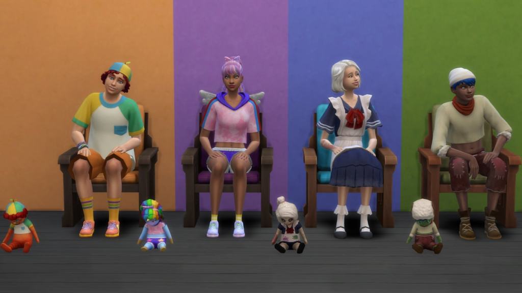 Quatro amigos imaginários no Sims 4