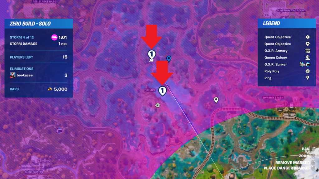 Dois locais de ovos contaminados marcados em Fortnite
