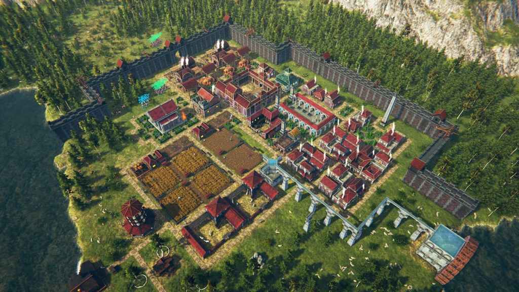 Uma cidade romana em Triunfo Romano: Survival City Builder.