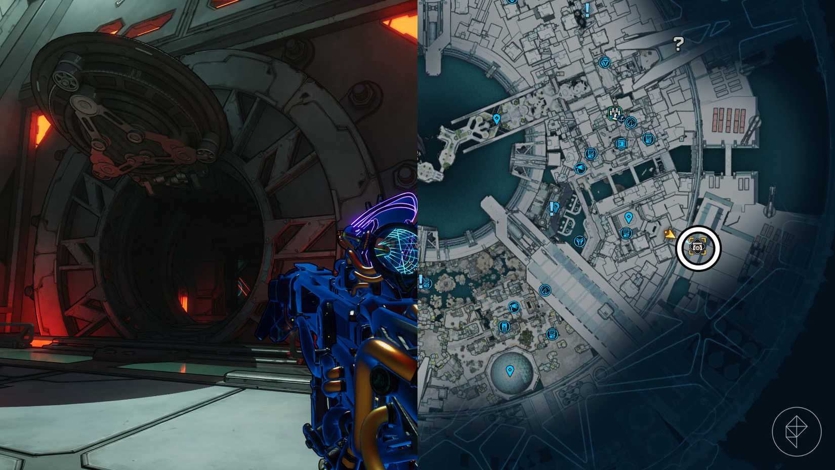 Uma montagem de duas imagens Borderlands 4 mostrando a localização do bunker de resolução de Ironwall