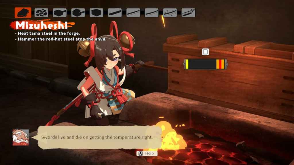 Towa forjando uma Katana em Towa e os Guardiões da Árvore Sagrada.