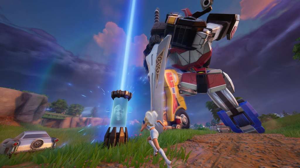 Correndo em direção ao portal de megazord em Fortnite