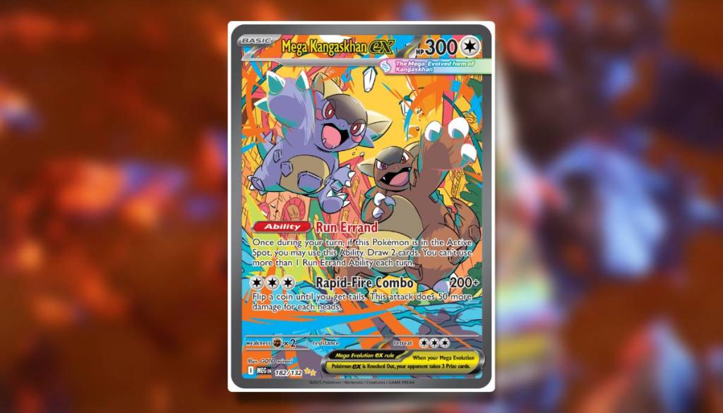 Uma imagem mostra o Pokémon TCG Mega Evolution Card Mega Kangaskhan ex SR