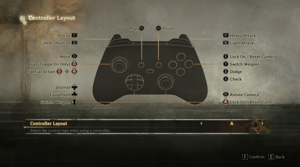 Layout de controlador padrão em Silent Hill F