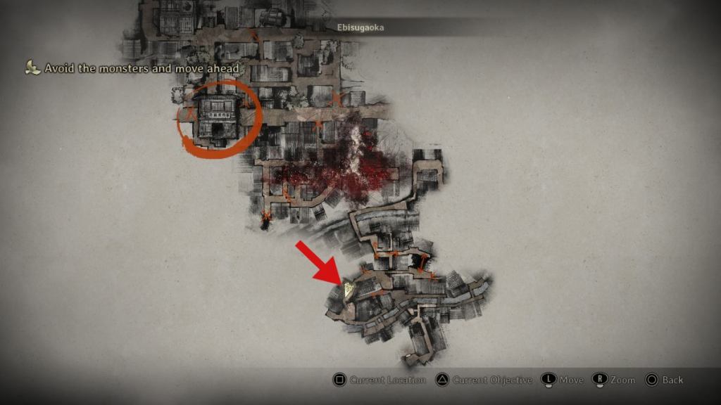 O local de transmissão de OVNIs no mapa quando o objetivo está evitando os monstros perto do início do jogo